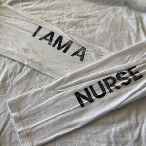 Figs White 'I Am A Nurse' Long Sleeve Shirt